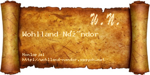 Wohlland Nándor névjegykártya